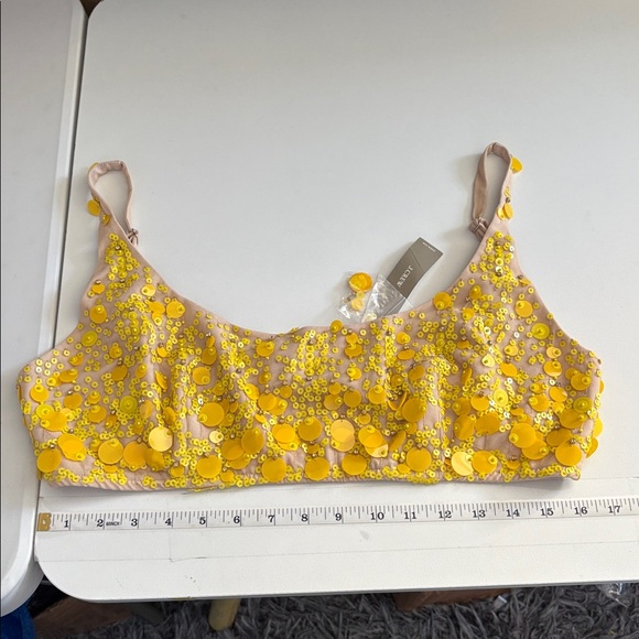 J Crew Collection sequin-embellished‎ bra top Size 14 Yellow - Picture 2 of 7